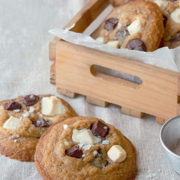 Double Chocolate Chip Cookies with Flaky Sea Salt