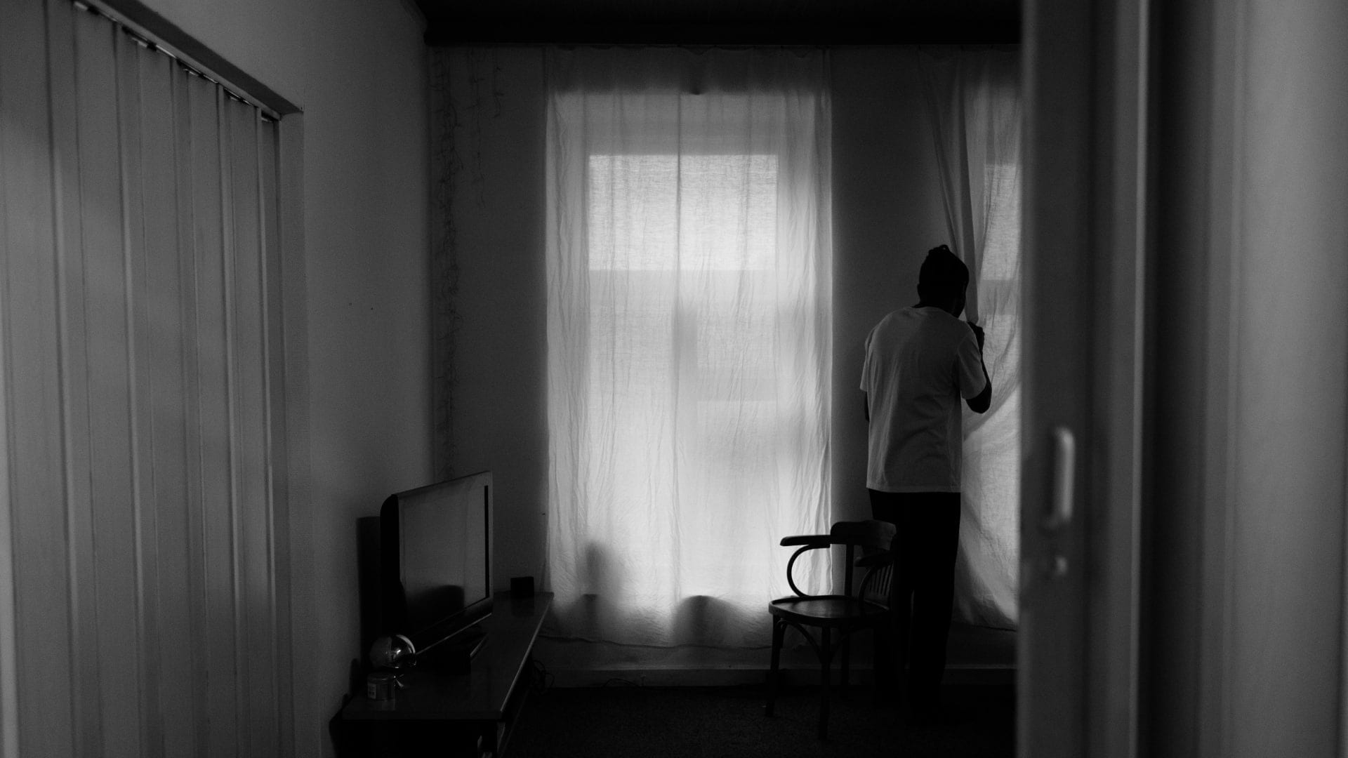 Depressed man black and white photo