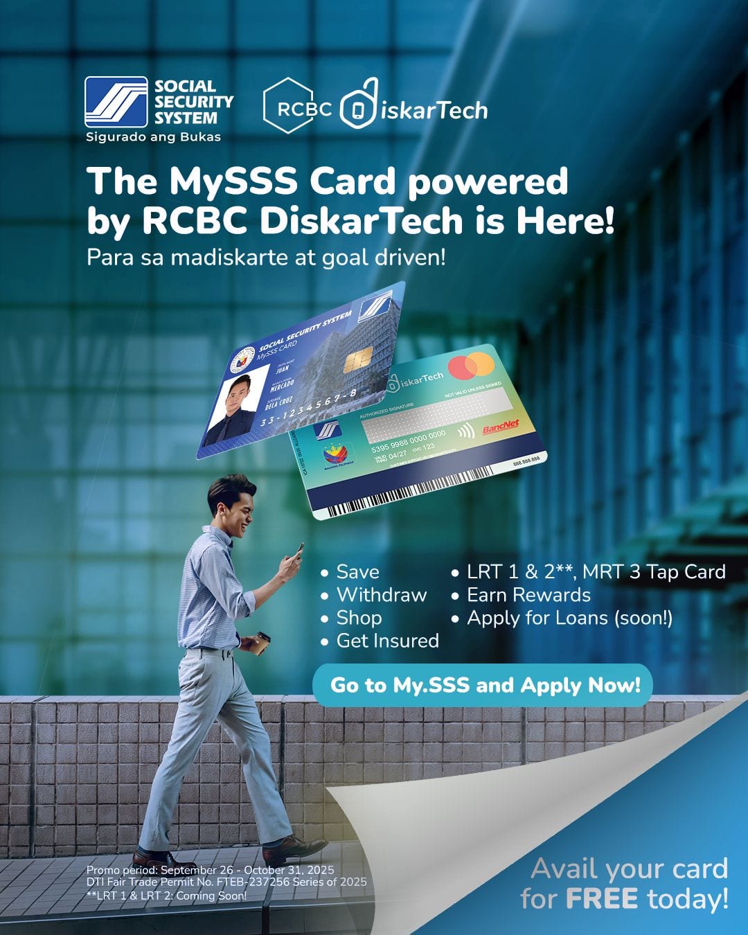 MySSS debit card by RCBC DiskarTech