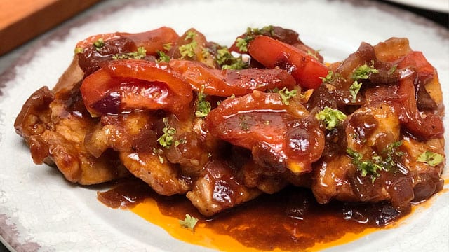 tomato braised pork steaks