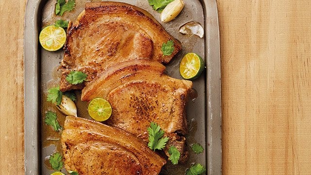 Fried Calamansi Pork Chops on a tray