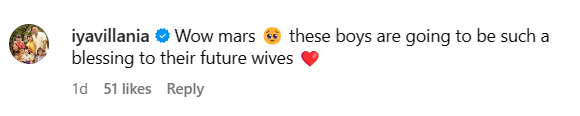 Iya Villania IG comment on Camille Prats' post.