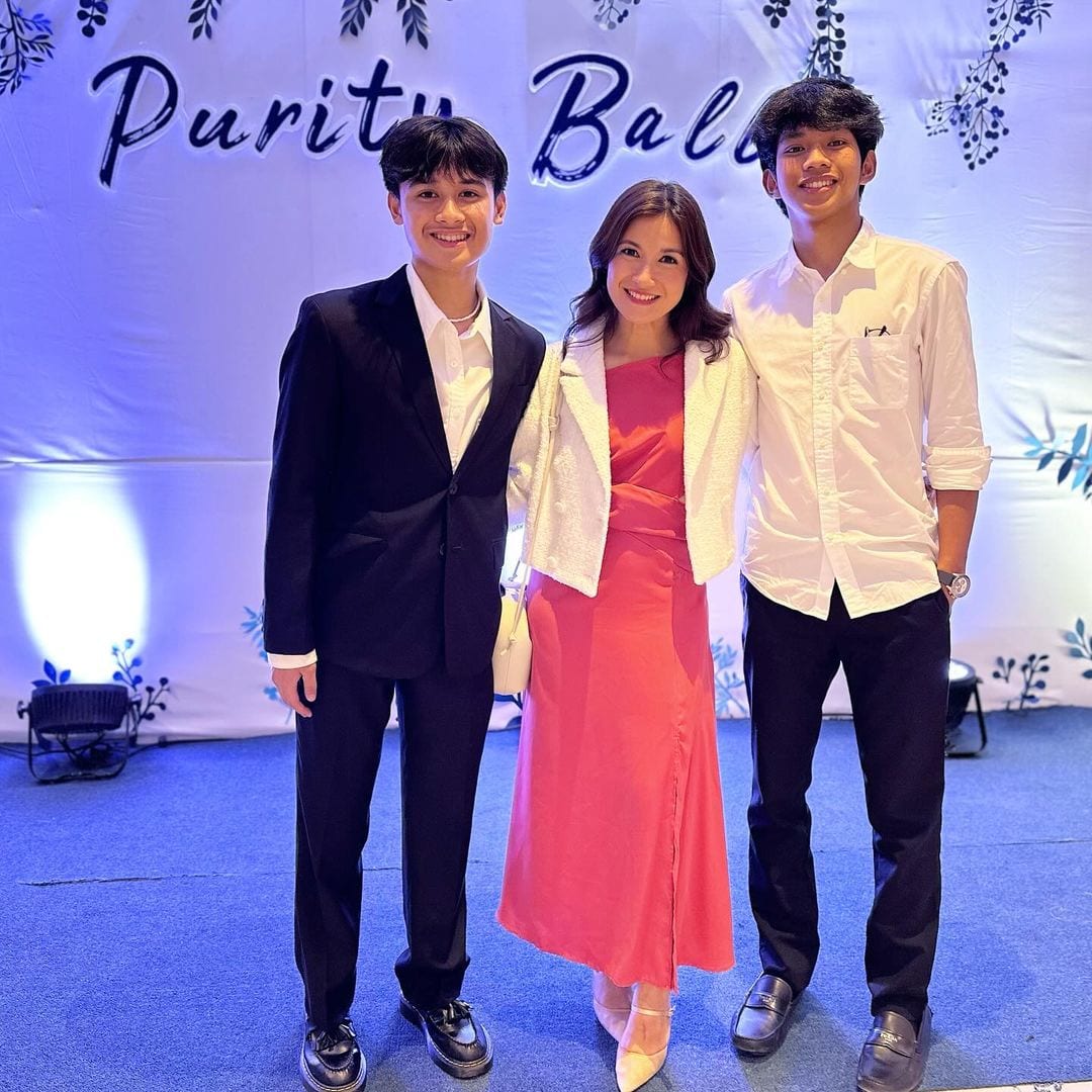 Camille Prats and her sons Nathan and Ice attend a Purity Ball together