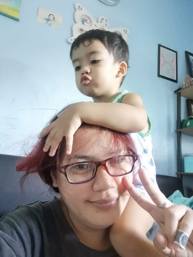 Funny mommy photo with toddler