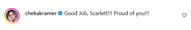 Chesca Garcia-Kramer's comment on husband Doug's Instagram post, expressing how proud she is of her daughter Scarlett.