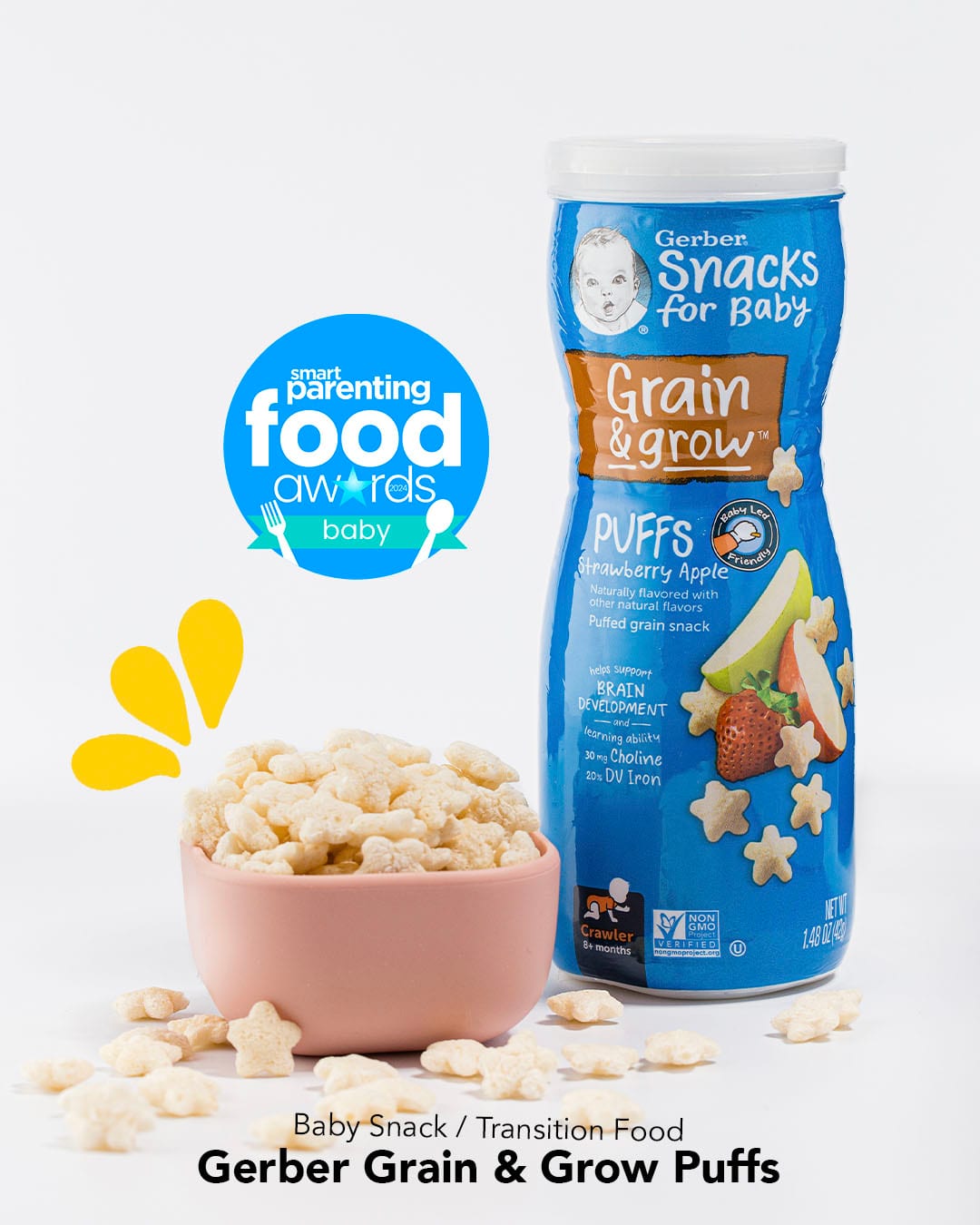 Smart Parenting Food Awards 2024 - Pregnancy & Breastfeeding Category Winner: Baby Snack/ Transition Food, Gerber Grain & Grow Puffs