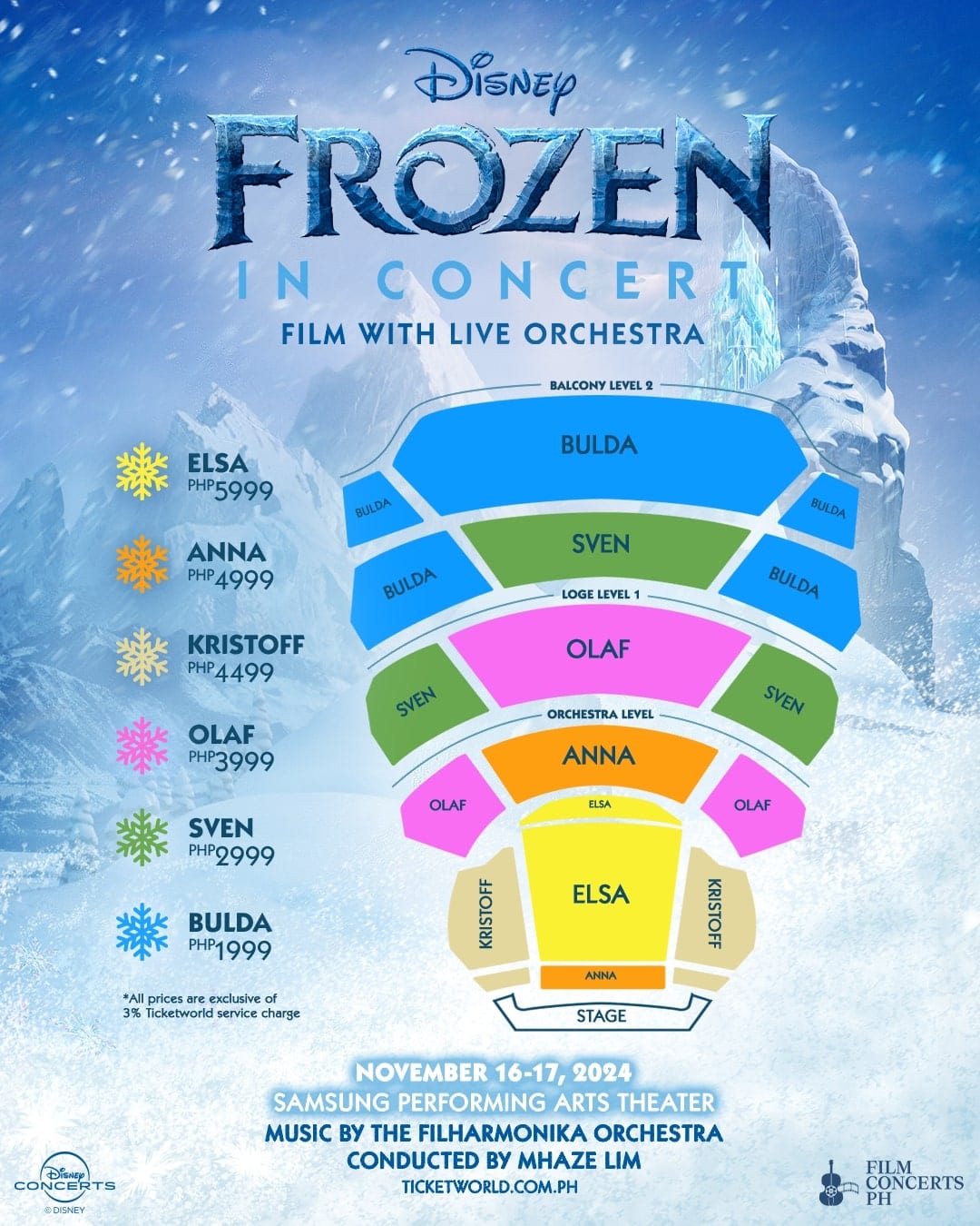 Frozen in Concert ticket and seat details