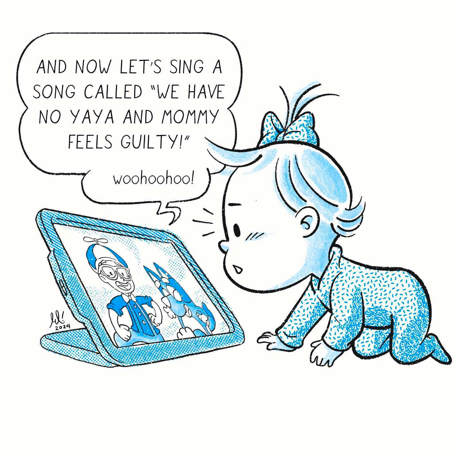 Baby watches on a device