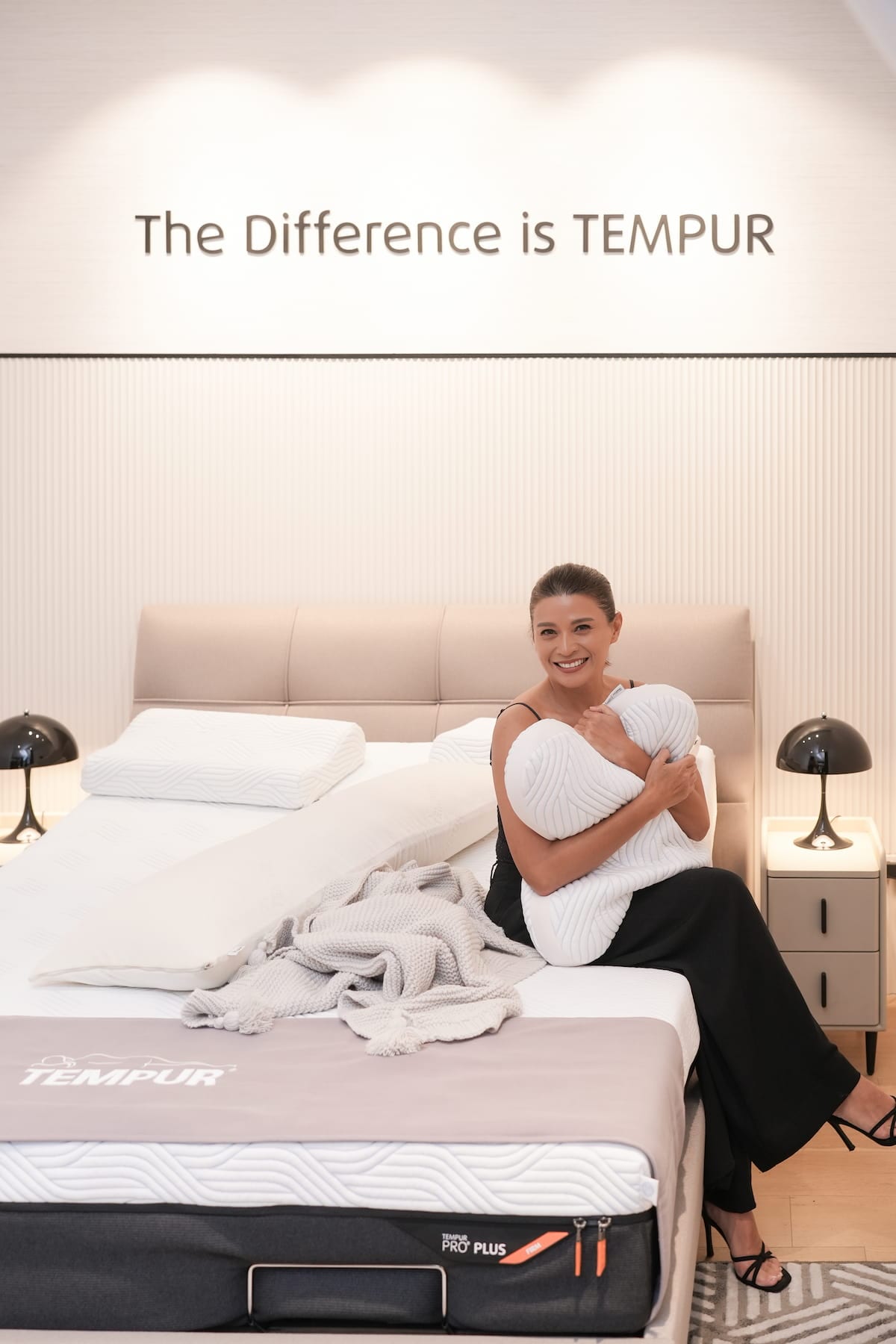 Woman hugs pillow