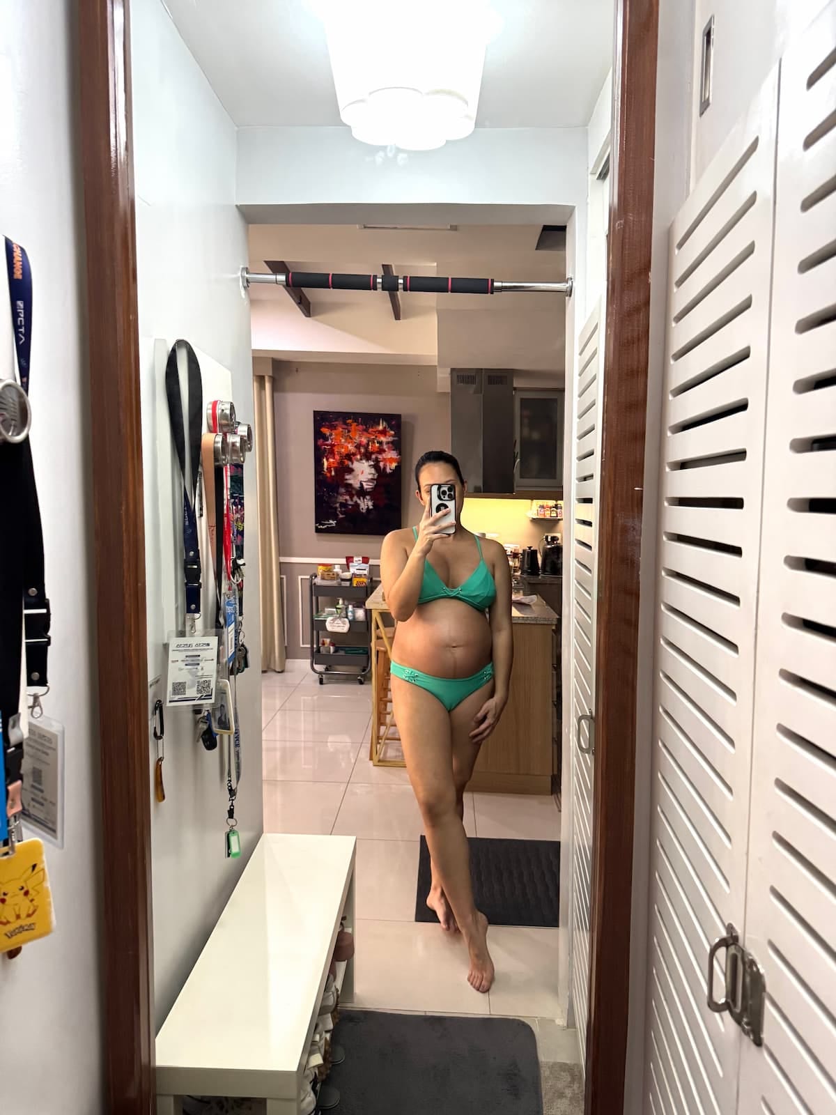 Pregnant woman in a swimsuit