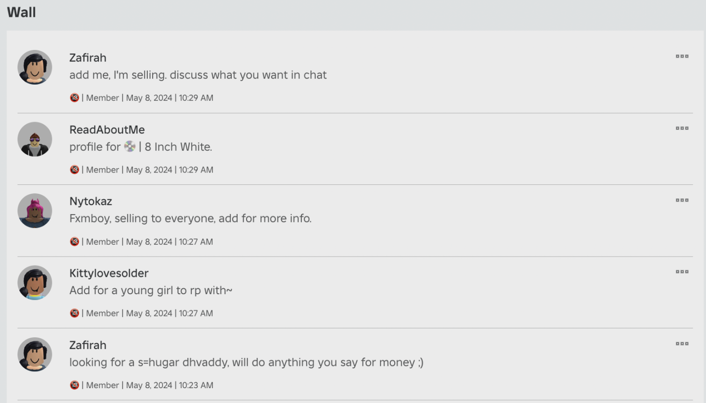 Roblox “Adult Studios” Group Wall