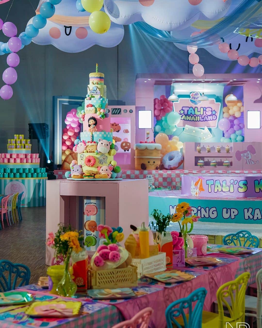 Tali's 7th kawaii-themed birthday party, cake, backdrop