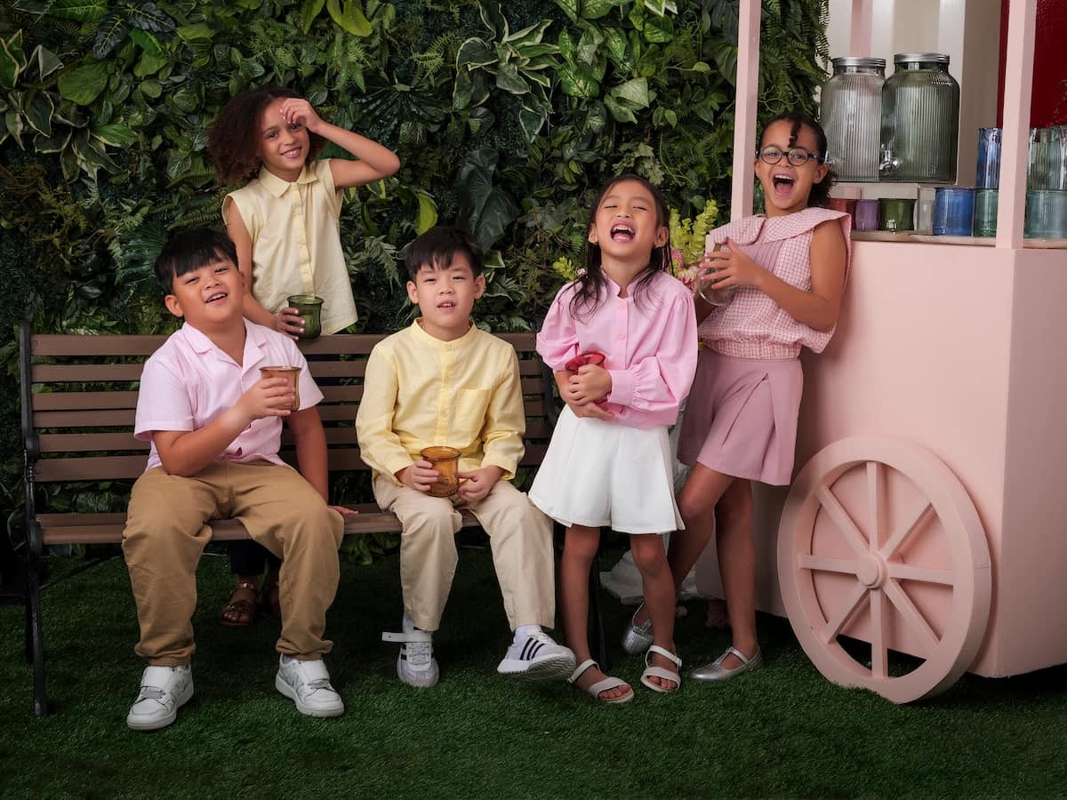 Girls and boys in pastel colors