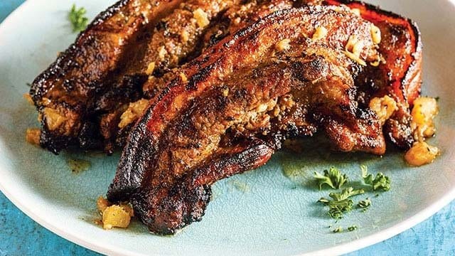 grilled spiced pork belly
