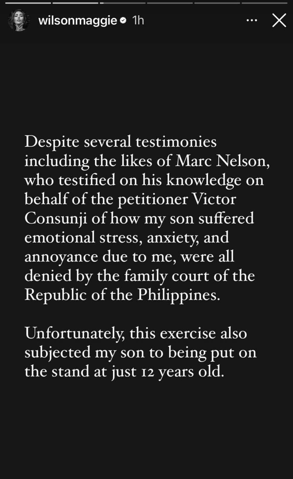 Maggie Wilson took to her Instagram Stories to share the news of the court's decision