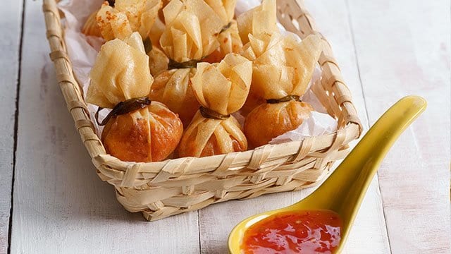 Crispy Ham and Cheese Dumplings