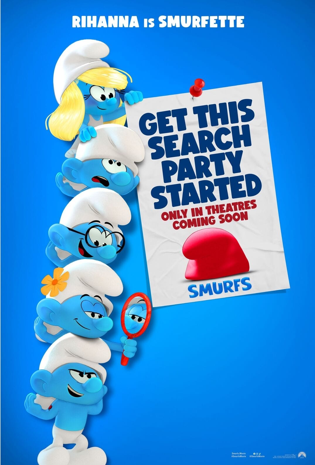 Poster for the new Smurfs movie, set to hit theaters on July 18, 2025.