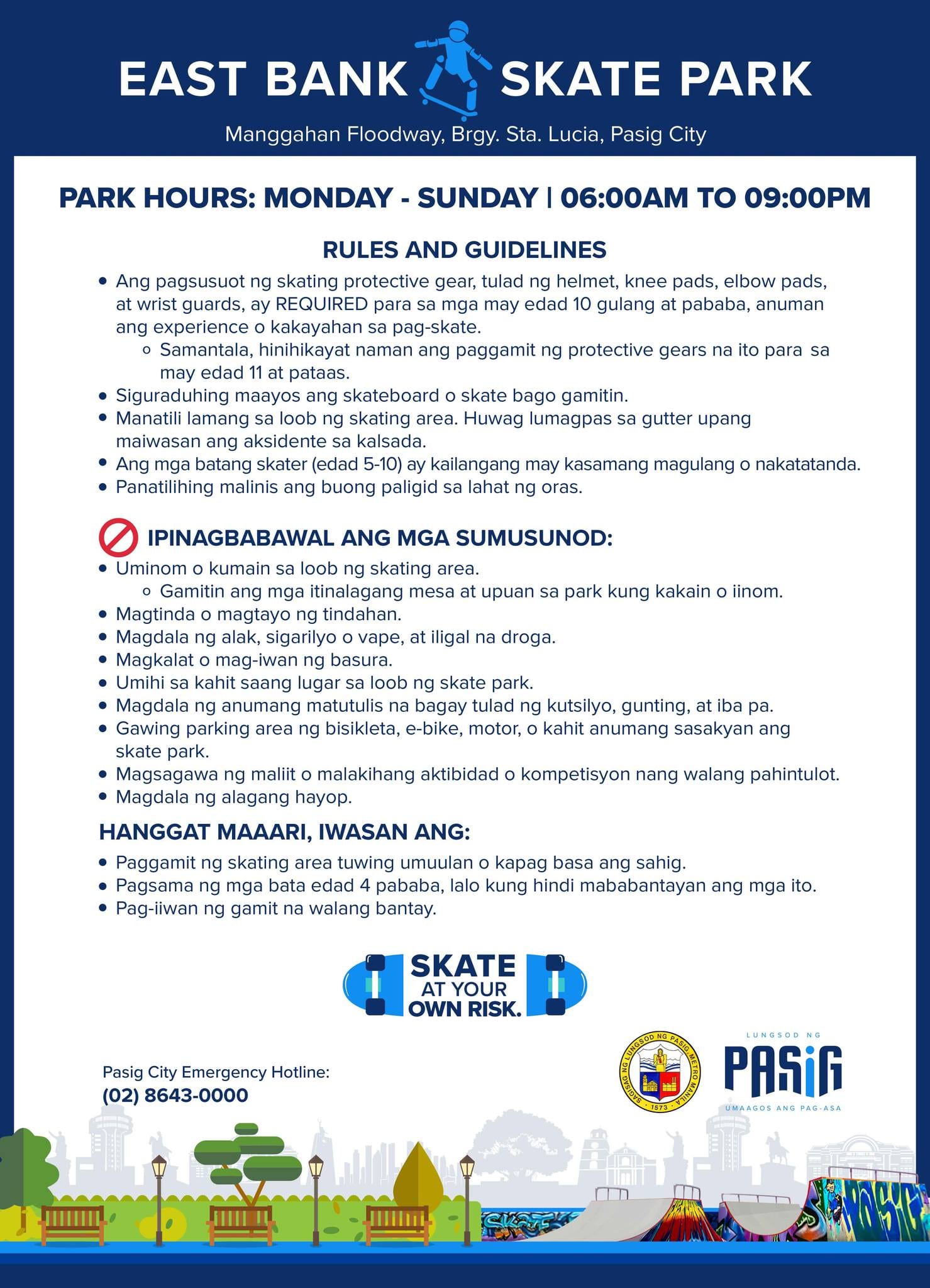 East Bank Skate Park in Pasig City.