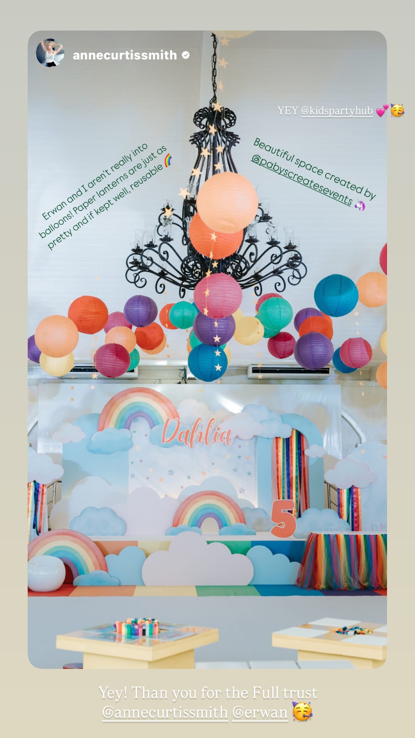 Dahlia's fifth birthday rainbow-themed celebration.