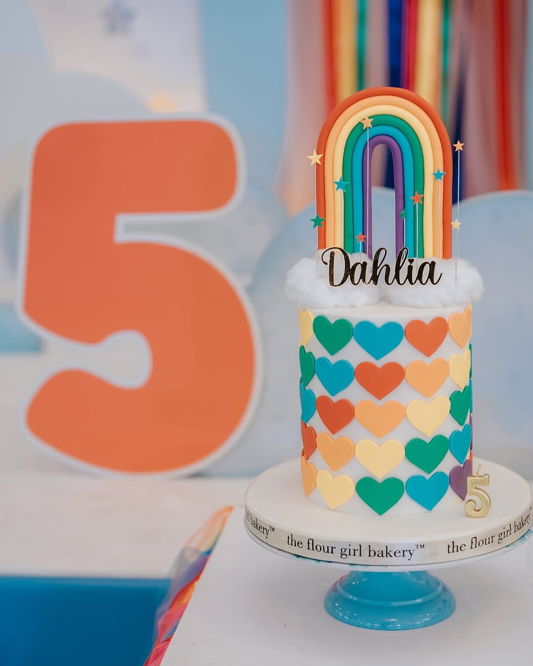 Dahlia's fifth birthday rainbow-themed celebration.