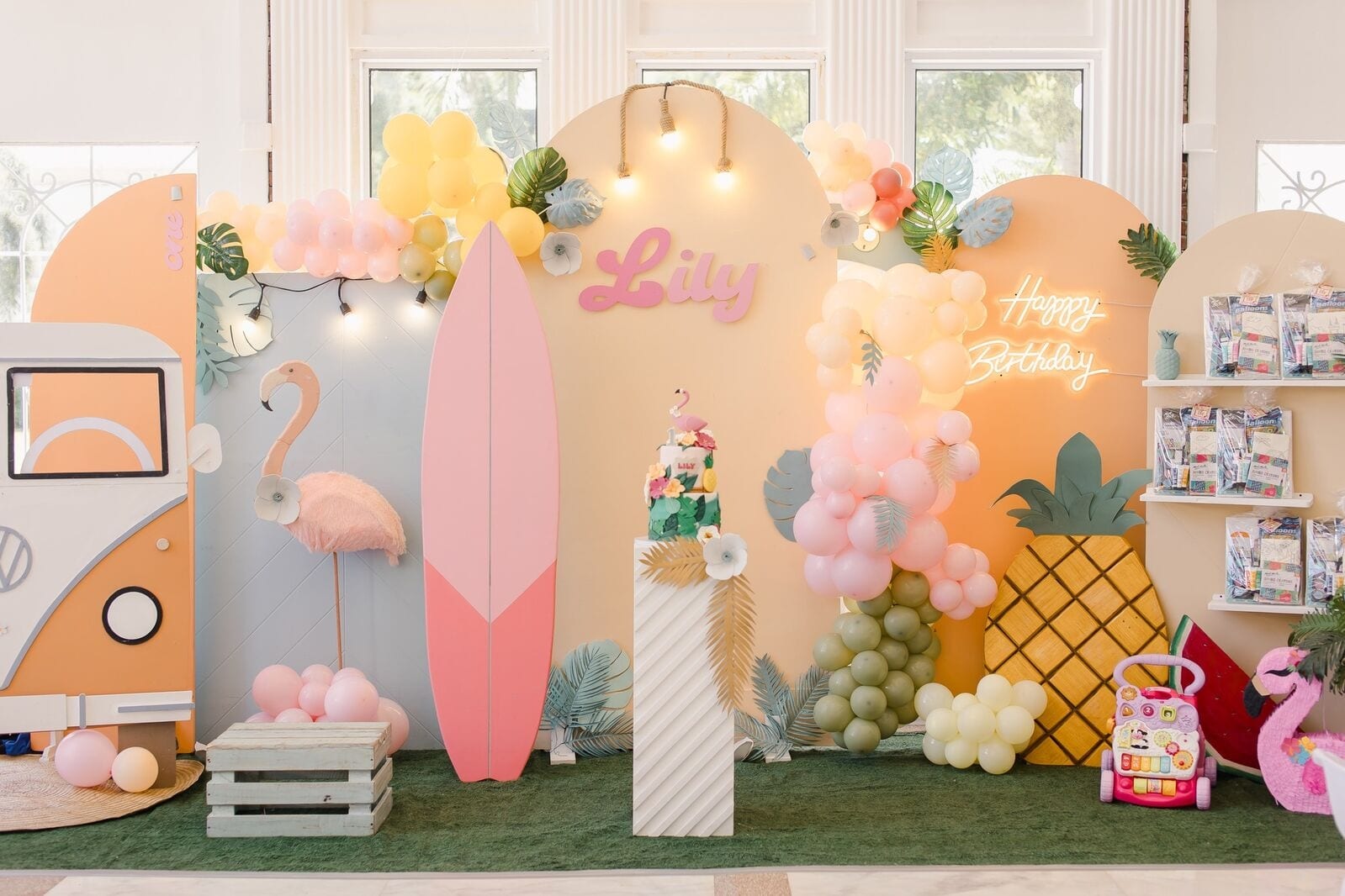 Tropical-themed birthday party.