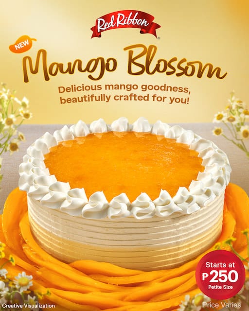 red ribbon mango blossom cake