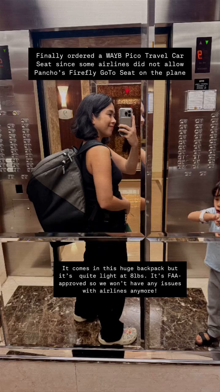 Saab Magalona shows newfound favorite travel item: Pico car seat.
