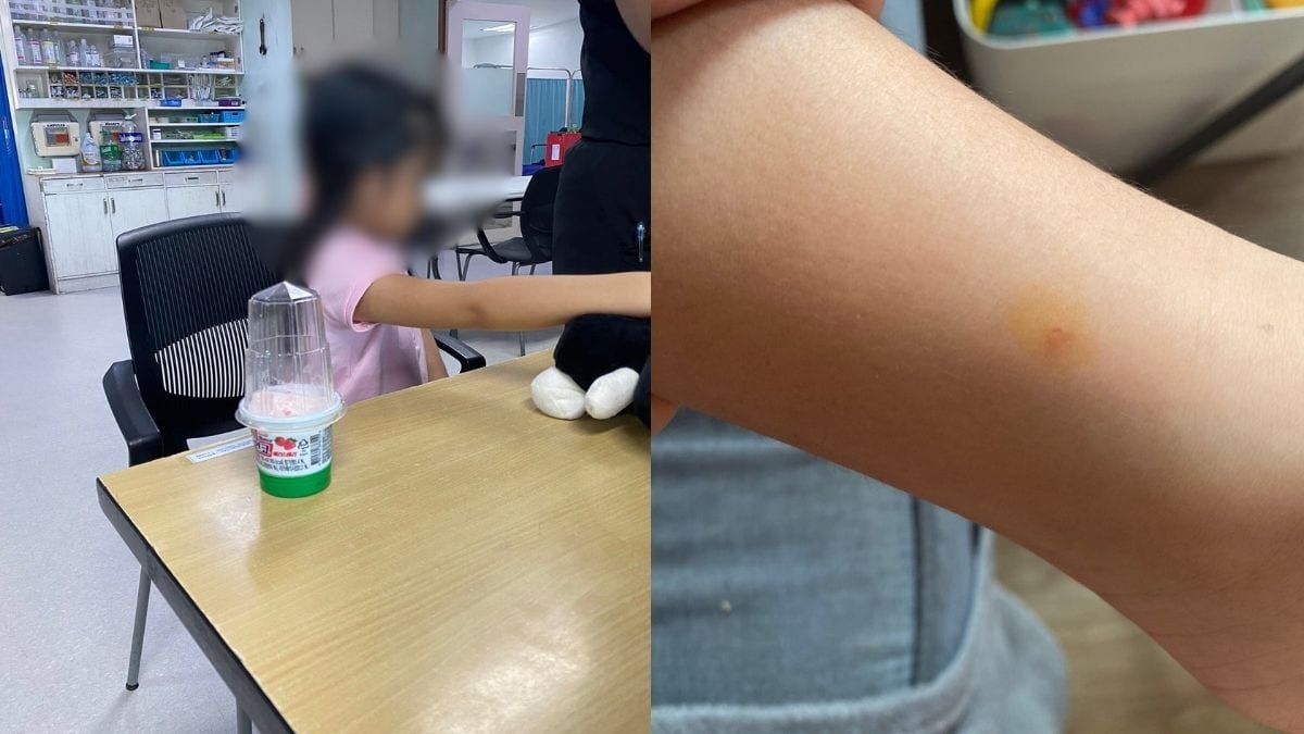 Author's daughter while getting anti-rabies shots