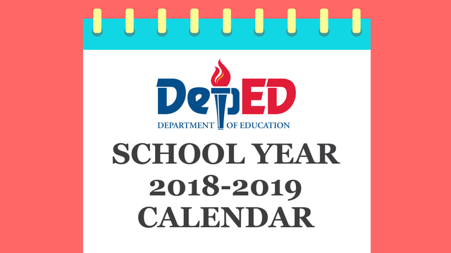 DepEd School Calendar for School Year 2018-2019