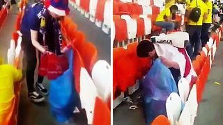 World Cup's Japanese Fans Bring Garbage Bags to Pick Up Their Trash After Games