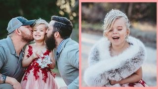 LOOK! Little Girl Poses With Her Two Fathers Ahead of Daddy/Daughter Dance