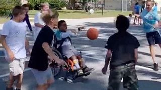 Grade 5 Students Play Inclusive Basketball Game With Student In Wheelchair