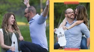 Woman Reveals Pregnancy To Her Husband During Their Anniversary Photoshoot